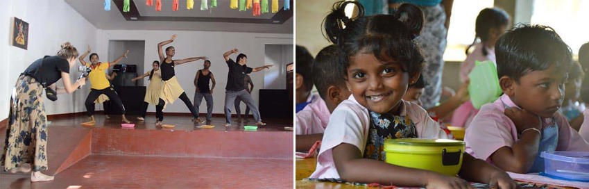 Moeder en dochter vrijwilligerswerk in Sri Lanka aan het dansen