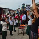 Akkelien vrijwilliger in Nepal aan het werk