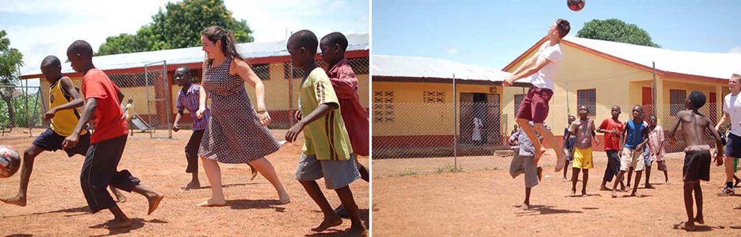 Vrijwilligerswerk Ghana Kidz Active Sport aan het voetballen